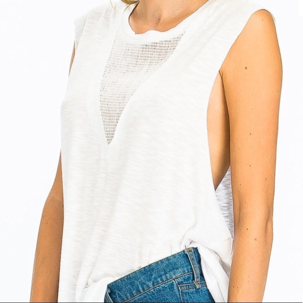 Olivaceous Sheer Sleeveless Knit Tank - Picture 2 of 6